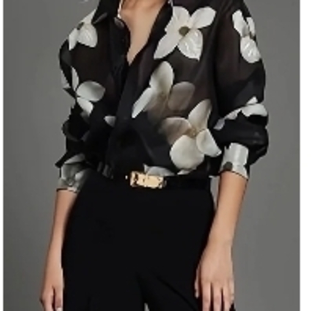 Floral Black and White Women's Top